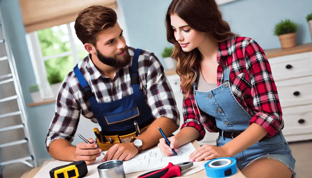 Loodgieter en vrouw plannen de installatie